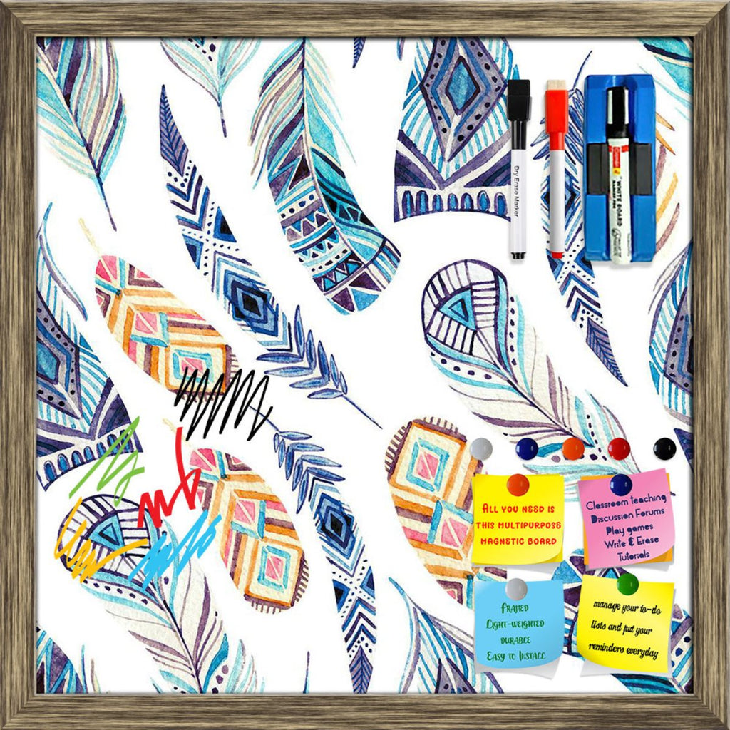 Watercolor Ethnic Feathers Pattern Framed Magnetic Dry Erase Board | Combo with Magnet Buttons & Markers-Magnetic Boards Framed-MGB_FR-IC 5008380 IC 5008380, Abstract Expressionism, Abstracts, Ancient, Art and Paintings, Aztec, Black and White, Culture, Digital, Digital Art, Drawing, Ethnic, Geometric, Geometric Abstraction, Graphic, Historical, Illustrations, Indian, Medieval, Patterns, Semi Abstract, Signs, Signs and Symbols, Traditional, Triangles, Tribal, Vintage, Watercolour, White, World Culture, wate