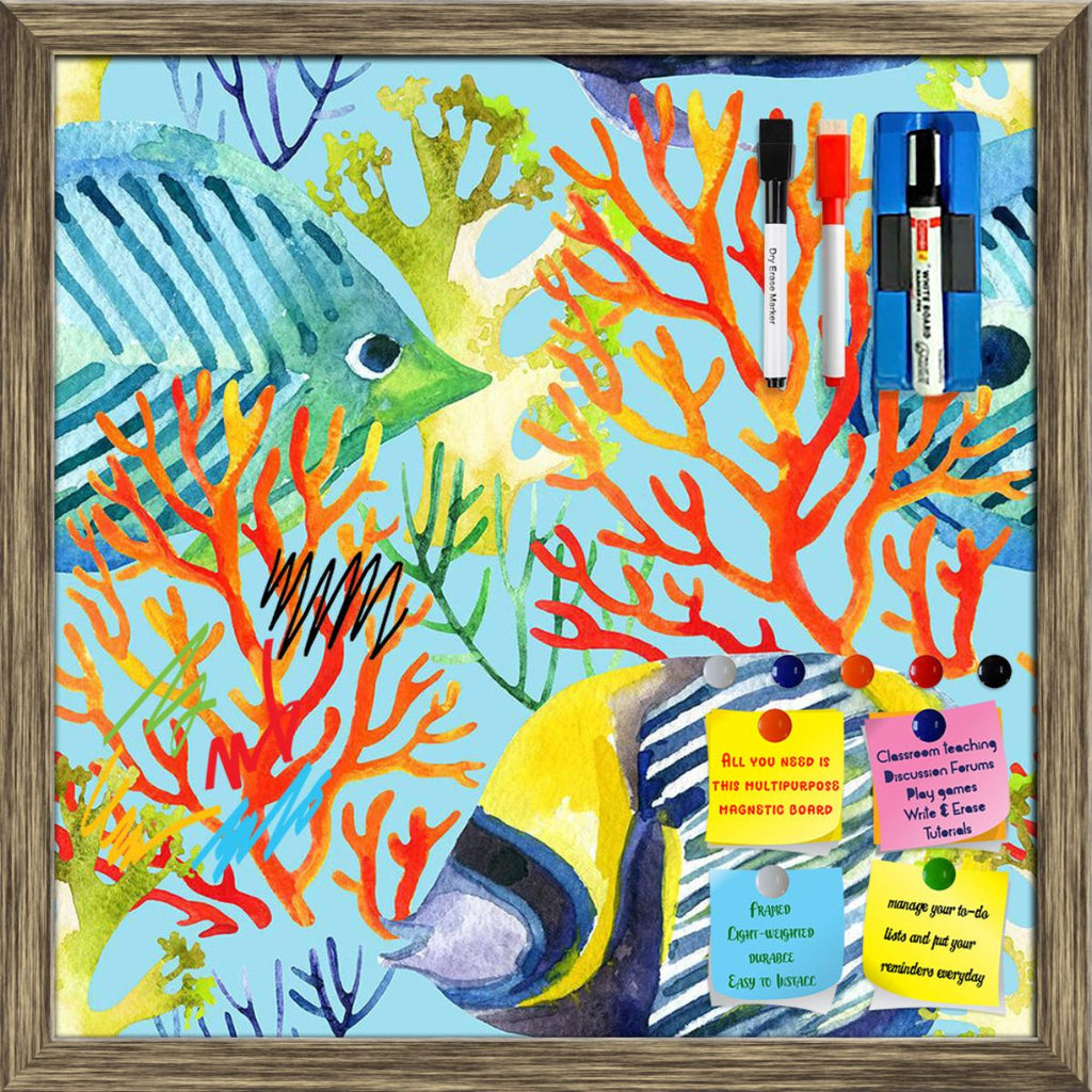 Watercolor Corals & Fishes Pattern D3 Framed Magnetic Dry Erase Board | Combo with Magnet Buttons & Markers-Magnetic Boards Framed-MGB_FR-IC 5008383 IC 5008383, Abstract Expressionism, Abstracts, Animals, Art and Paintings, Automobiles, Decorative, Illustrations, Nature, Patterns, Scenic, Semi Abstract, Signs, Signs and Symbols, Symbols, Transportation, Travel, Tropical, Vehicles, Watercolour, watercolor, corals, fishes, pattern, d3, framed, magnetic, dry, erase, board, printed, whiteboard, with, 4, magnets