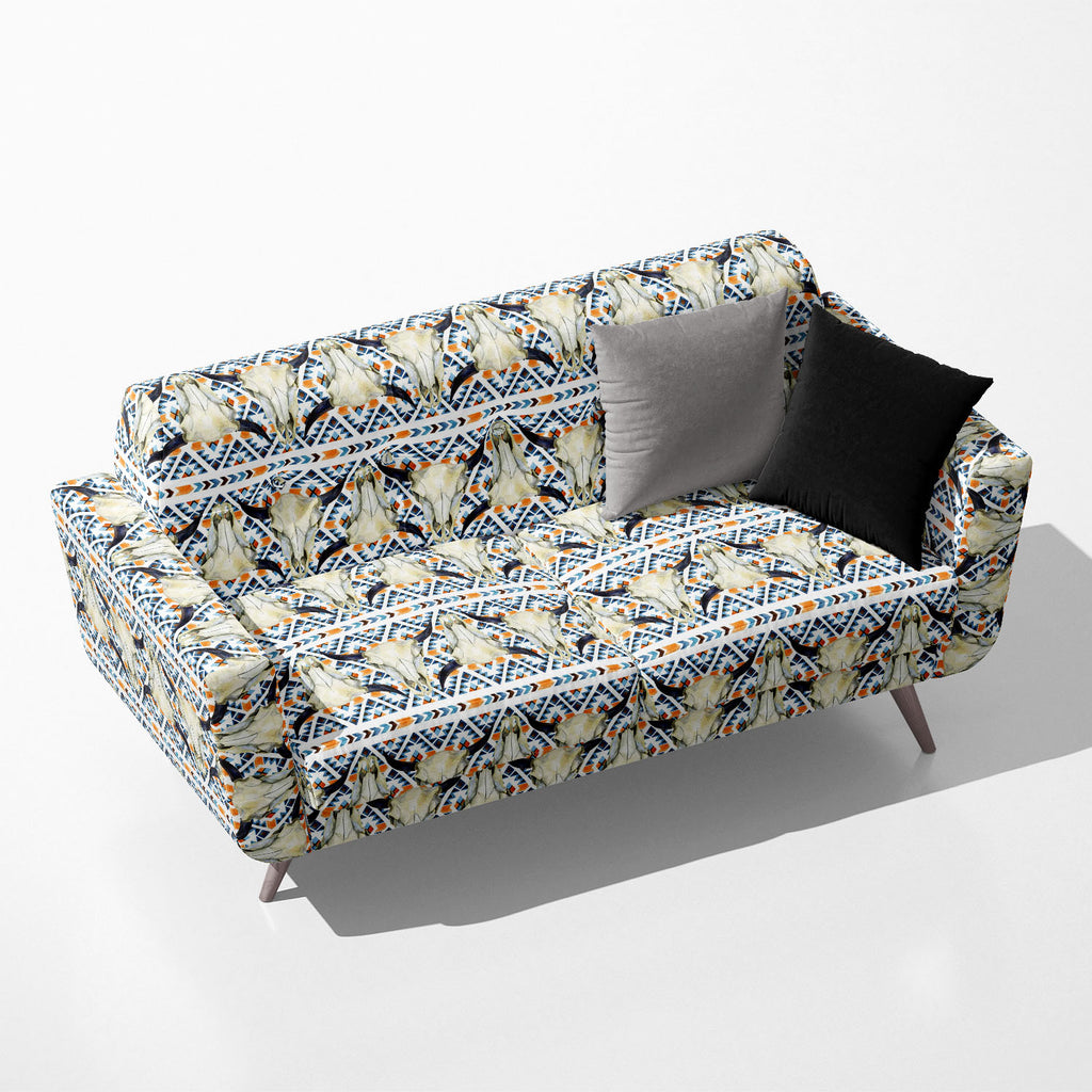 Watercolor Buffalo Skull Ethnic Pattern D1 Sofa Fabric by Metre | Upholstery For Sofa, Curtains & Cushions-Sofa Fabrics-SOF_FB-IC 5008390 IC 5008390, Abstract Expressionism, Abstracts, American, Ancient, Art and Paintings, Aztec, Culture, Decorative, Diamond, Digital, Digital Art, Ethnic, Fashion, Folk Art, Geometric, Geometric Abstraction, Graphic, Historical, Illustrations, Indian, Medieval, Mexican, Patterns, Semi Abstract, Signs, Signs and Symbols, Stripes, Traditional, Triangles, Tribal, Vintage, Water