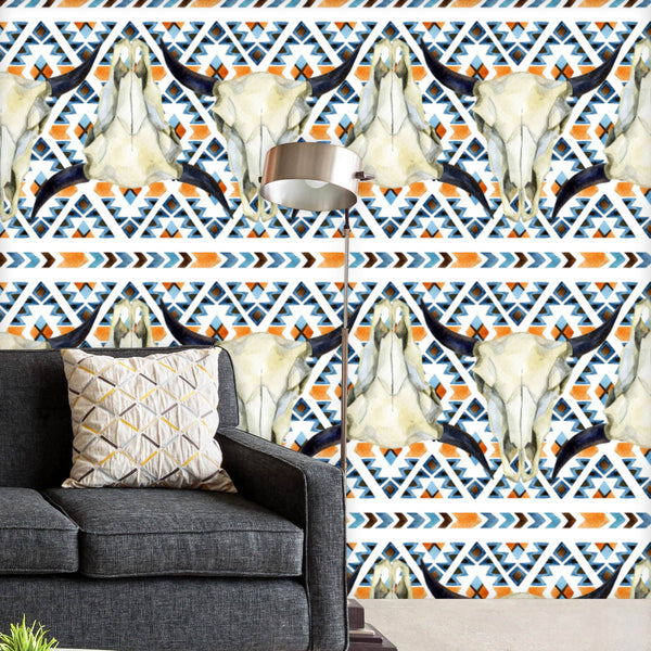Buffalo Skull D1 Wallpaper Roll-Wallpapers Peel & Stick-WAL_PA-IC 5008390 IC 5008390, Abstract Expressionism, Abstracts, American, Ancient, Art and Paintings, Aztec, Culture, Decorative, Diamond, Digital, Digital Art, Ethnic, Fashion, Folk Art, Geometric, Geometric Abstraction, Graphic, Historical, Illustrations, Indian, Medieval, Mexican, Patterns, Semi Abstract, Signs, Signs and Symbols, Stripes, Traditional, Triangles, Tribal, Vintage, Watercolour, World Culture, buffalo, skull, d1, peel, stick, vinyl, w