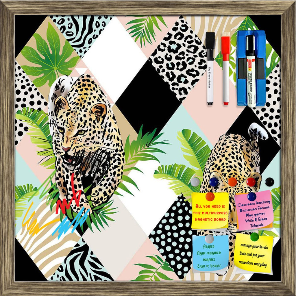 Tropical Palm Leaves & Leopard Pattern Framed Magnetic Dry Erase Board | Combo with Magnet Buttons & Markers-Magnetic Boards Framed-MGB_FR-IC 5008399 IC 5008399, Abstract Expressionism, Abstracts, Animals, Art and Paintings, Botanical, Culture, Decorative, Digital, Digital Art, Drawing, Ethnic, Floral, Flowers, Graphic, Hawaiian, Illustrations, Nature, Patterns, Scenic, Semi Abstract, Signs, Signs and Symbols, Traditional, Tribal, Tropical, World Culture, palm, leaves, leopard, pattern, framed, magnetic, dr