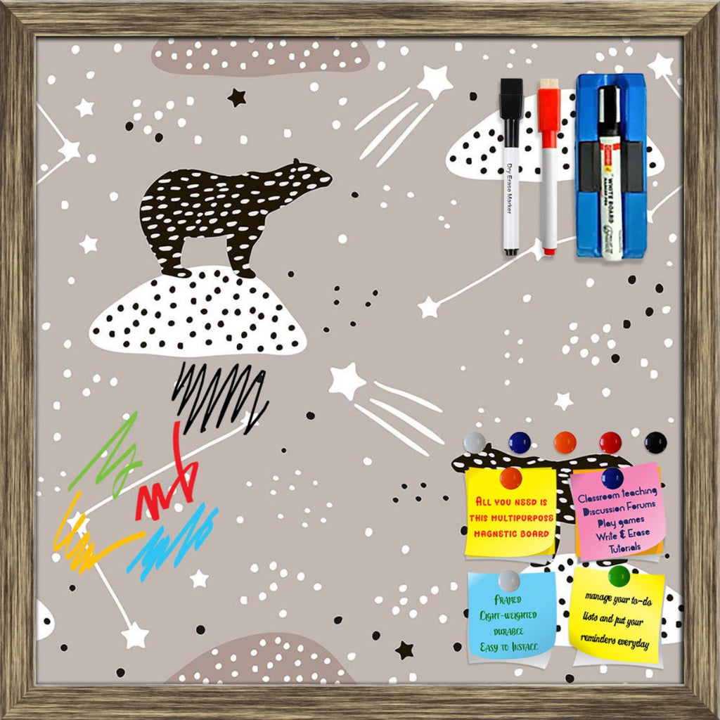 Polar Bears & Constellations Pattern D2 Framed Magnetic Dry Erase Board | Combo with Magnet Buttons & Markers-Magnetic Boards Framed-MGB_FR-IC 5008405 IC 5008405, Animated Cartoons, Art and Paintings, Baby, Black, Black and White, Caricature, Cartoons, Children, Decorative, Drawing, Hand Drawn, Illustrations, Kids, Minimalism, Patterns, Scandinavian, Signs, Signs and Symbols, Space, White, polar, bears, constellations, pattern, d2, framed, magnetic, dry, erase, board, printed, whiteboard, with, 4, magnets, 
