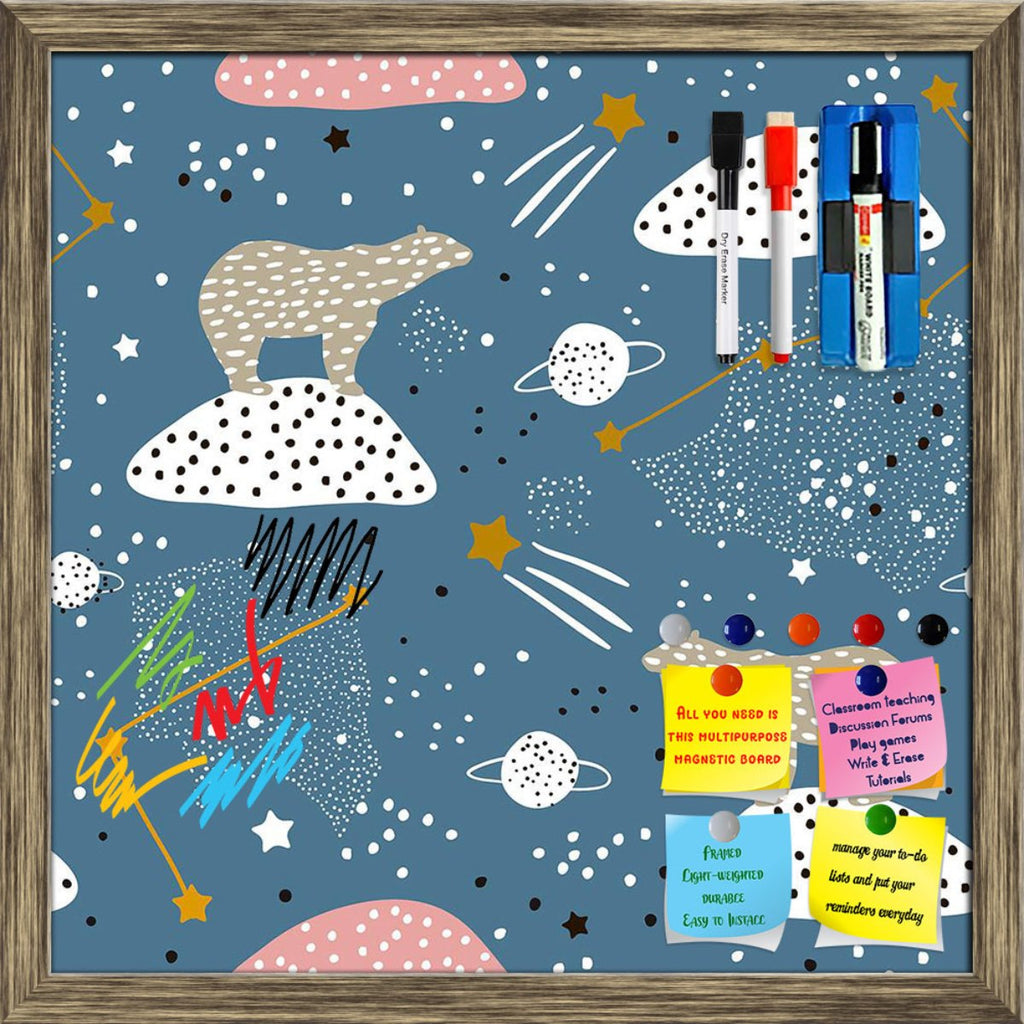Polar Bears & Constellations Pattern D3 Framed Magnetic Dry Erase Board | Combo with Magnet Buttons & Markers-Magnetic Boards Framed-MGB_FR-IC 5008406 IC 5008406, Animated Cartoons, Art and Paintings, Baby, Black, Black and White, Caricature, Cartoons, Children, Decorative, Drawing, Hand Drawn, Illustrations, Kids, Minimalism, Patterns, Scandinavian, Signs, Signs and Symbols, Space, White, polar, bears, constellations, pattern, d3, framed, magnetic, dry, erase, board, printed, whiteboard, with, 4, magnets, 
