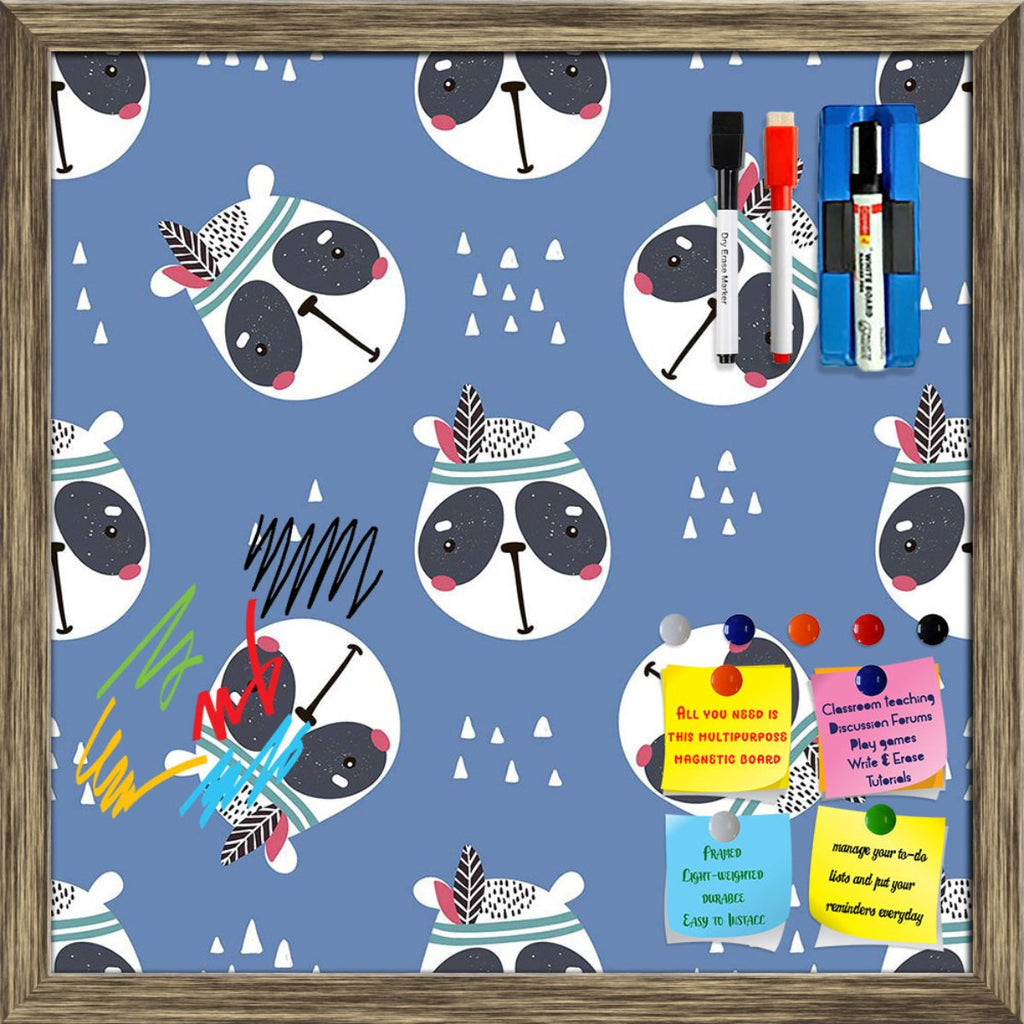 Kids Panda Face Pattern D1 Framed Magnetic Dry Erase Board | Combo with Magnet Buttons & Markers-Magnetic Boards Framed-MGB_FR-IC 5008407 IC 5008407, Animals, Animated Cartoons, Art and Paintings, Baby, Black, Black and White, Caricature, Cartoons, Children, Decorative, Drawing, Illustrations, Indian, Kids, Minimalism, Patterns, Scandinavian, Signs, Signs and Symbols, White, panda, face, pattern, d1, framed, magnetic, dry, erase, board, printed, whiteboard, with, 4, magnets, 2, markers, 1, duster, animal, a