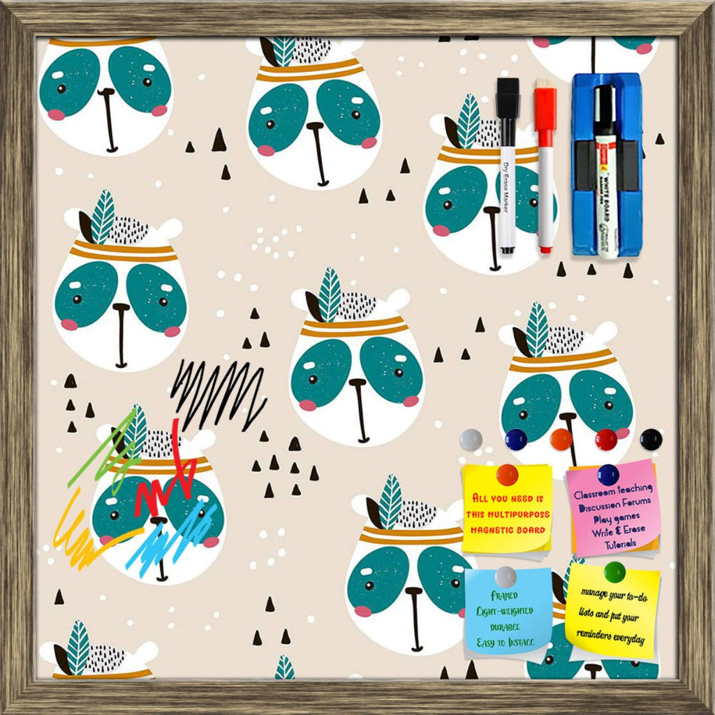 Kids Panda Face Pattern D2 Framed Magnetic Dry Erase Board | Combo with Magnet Buttons & Markers-Magnetic Boards Framed-MGB_FR-IC 5008408 IC 5008408, Animals, Animated Cartoons, Art and Paintings, Baby, Black, Black and White, Caricature, Cartoons, Children, Decorative, Drawing, Illustrations, Indian, Kids, Minimalism, Patterns, Scandinavian, Signs, Signs and Symbols, White, panda, face, pattern, d2, framed, magnetic, dry, erase, board, printed, whiteboard, with, 4, magnets, 2, markers, 1, duster, animal, a