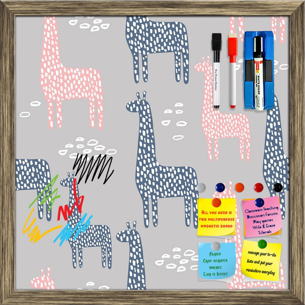 Kids Giraffe Pattern D1 Framed Magnetic Dry Erase Board | Combo with Magnet Buttons & Markers-Magnetic Boards Framed-MGB_FR-IC 5008411 IC 5008411, Abstract Expressionism, Abstracts, African, Animated Cartoons, Art and Paintings, Black, Black and White, Caricature, Cartoons, Decorative, Drawing, Hand Drawn, Illustrations, Minimalism, Patterns, Scandinavian, Semi Abstract, Signs, Signs and Symbols, White, kids, giraffe, pattern, d1, framed, magnetic, dry, erase, board, printed, whiteboard, with, 4, magnets, 2