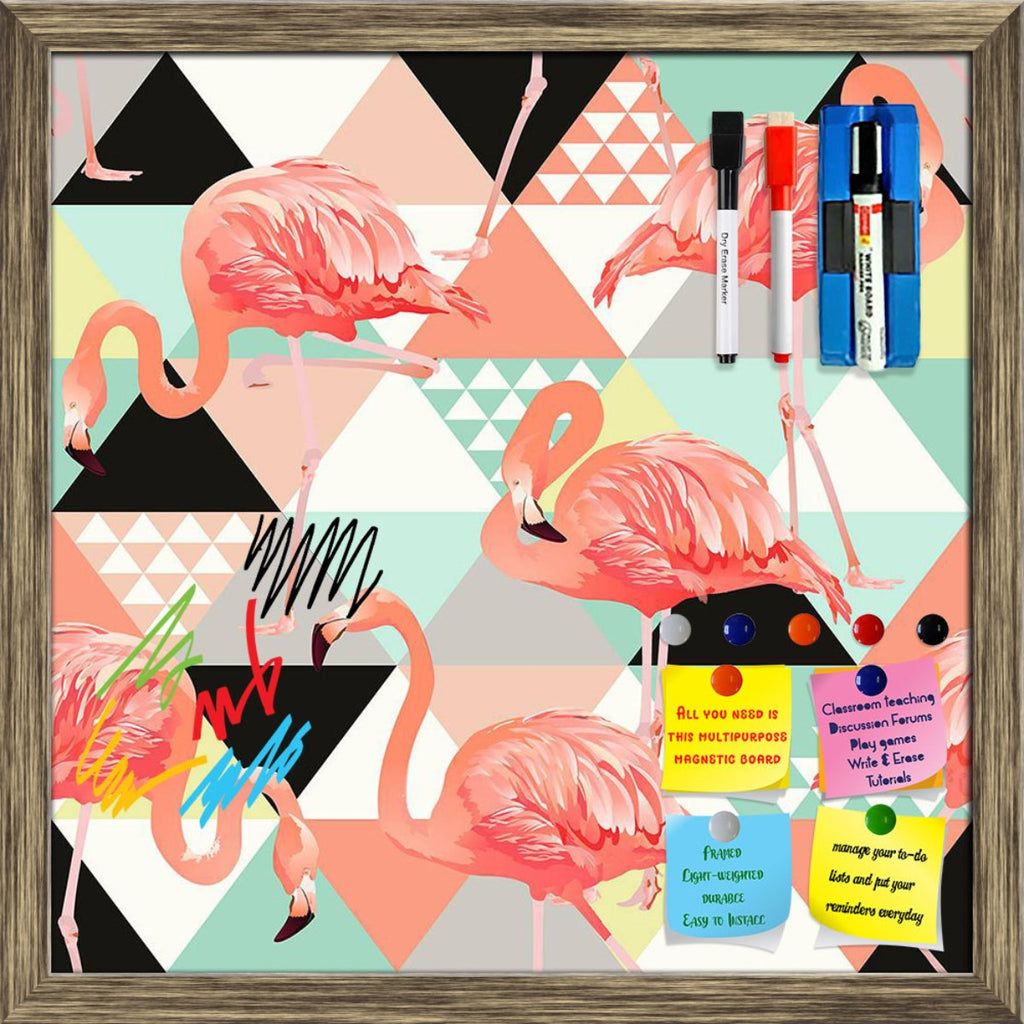 Floral Tropical Leaves & Flamingos Pattern Framed Magnetic Dry Erase Board | Combo with Magnet Buttons & Markers-Magnetic Boards Framed-MGB_FR-IC 5008427 IC 5008427, Abstract Expressionism, Abstracts, Animals, Art and Paintings, Birds, Black and White, Botanical, Cities, City Views, Decorative, Drawing, Fashion, Floral, Flowers, Geometric, Geometric Abstraction, Hawaiian, Illustrations, Nature, Patterns, Scenic, Semi Abstract, Signs, Signs and Symbols, Triangles, Tropical, White, Wildlife, leaves, flamingos