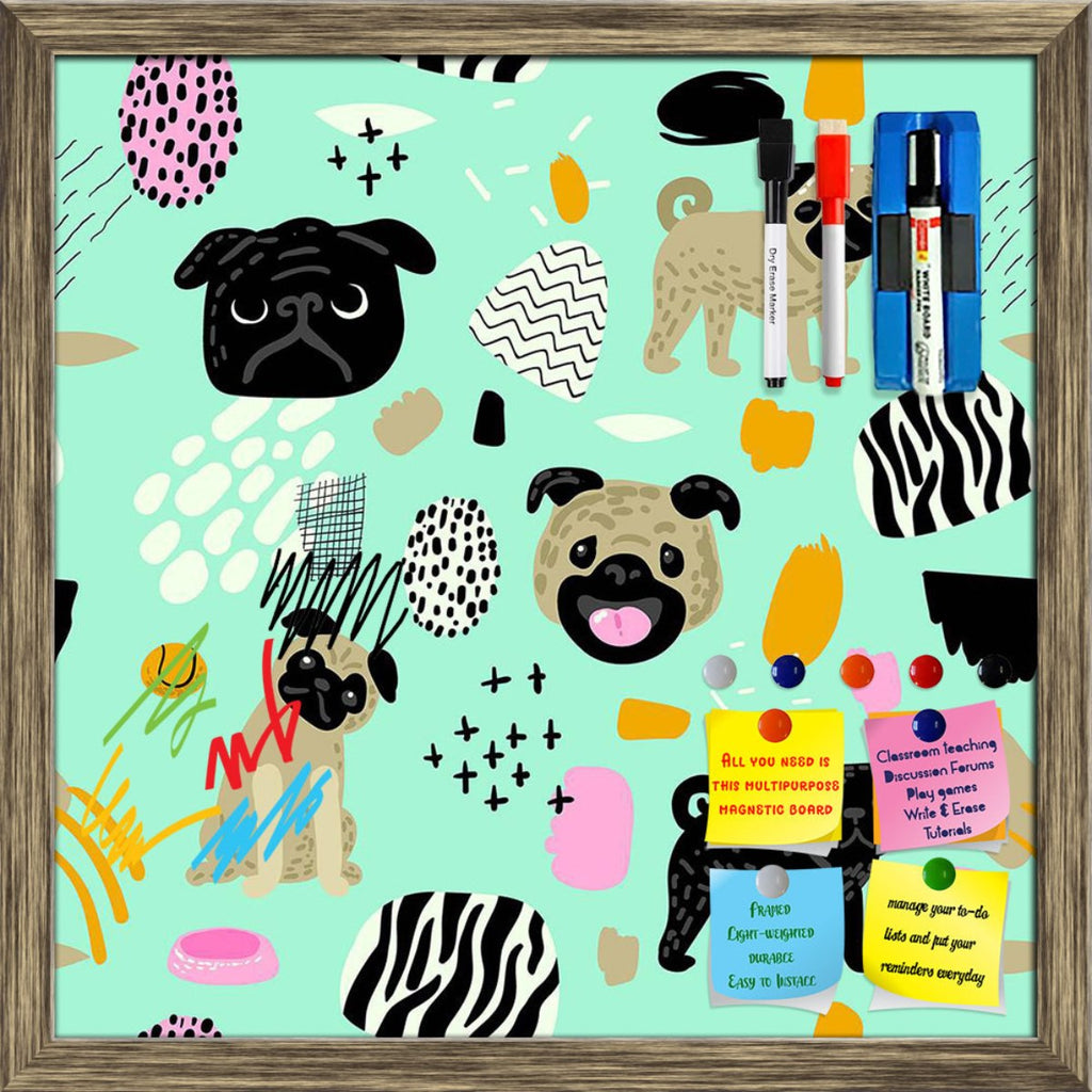 Dogs Pug Puppies & Abstract Pattern Framed Magnetic Dry Erase Board | Combo with Magnet Buttons & Markers-Magnetic Boards Framed-MGB_FR-IC 5008432 IC 5008432, Abstract Expressionism, Abstracts, Animals, Animated Cartoons, Art and Paintings, Baby, Black, Black and White, Caricature, Cartoons, Children, Decorative, Drawing, Illustrations, Kids, Love, Patterns, Pets, Romance, Scandinavian, Semi Abstract, Signs, Signs and Symbols, White, dogs, pug, puppies, abstract, pattern, framed, magnetic, dry, erase, board