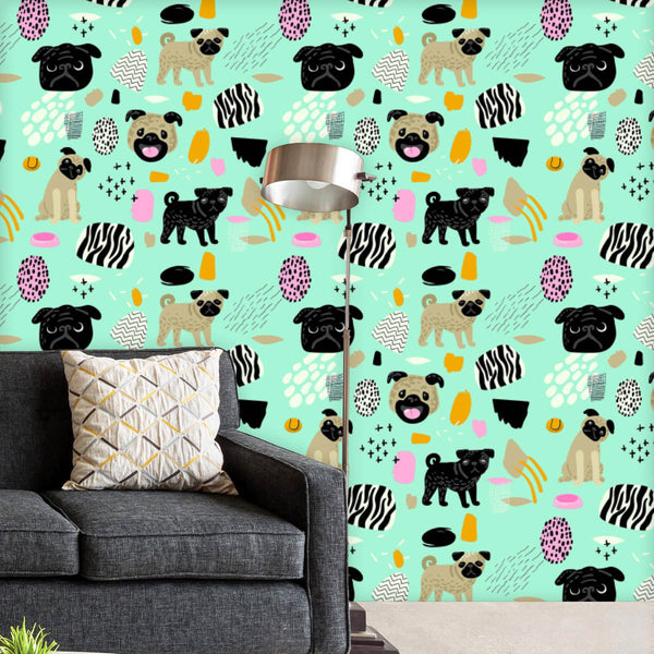 Dog Pug Puppies Wallpaper Roll-Wallpapers Peel & Stick-WAL_PA-IC 5008432 IC 5008432, Abstract Expressionism, Abstracts, Animals, Animated Cartoons, Art and Paintings, Baby, Black, Black and White, Caricature, Cartoons, Children, Decorative, Drawing, Illustrations, Kids, Love, Patterns, Pets, Romance, Scandinavian, Semi Abstract, Signs, Signs and Symbols, White, dog, pug, puppies, peel, stick, vinyl, wallpaper, roll, non-pvc, self-adhesive, eco-friendly, water-repellent, scratch-resistant, abstract, adorable