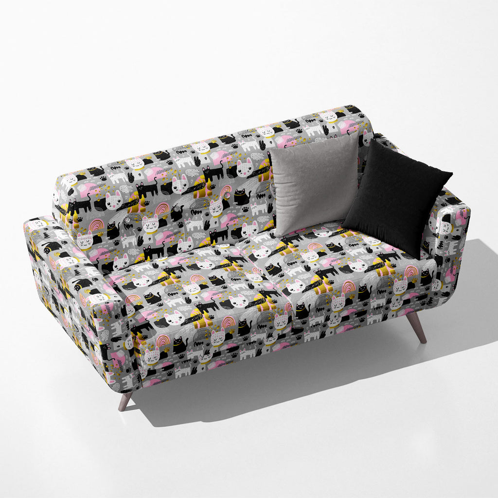 Cats Kitten & Abstract Pattern Sofa Fabric by Metre | Upholstery For Sofa, Curtains & Cushions-Sofa Fabrics-SOF_FB-IC 5008434 IC 5008434, Abstract Expressionism, Abstracts, Animals, Animated Cartoons, Art and Paintings, Baby, Black and White, Caricature, Cartoons, Children, Decorative, Digital, Digital Art, Dots, Drawing, Fashion, Graphic, Illustrations, Kids, Patterns, Pets, Semi Abstract, Signs, Signs and Symbols, White, cats, kitten, abstract, pattern, sofa, fabric, by, metre, upholstery, for, curtains, 