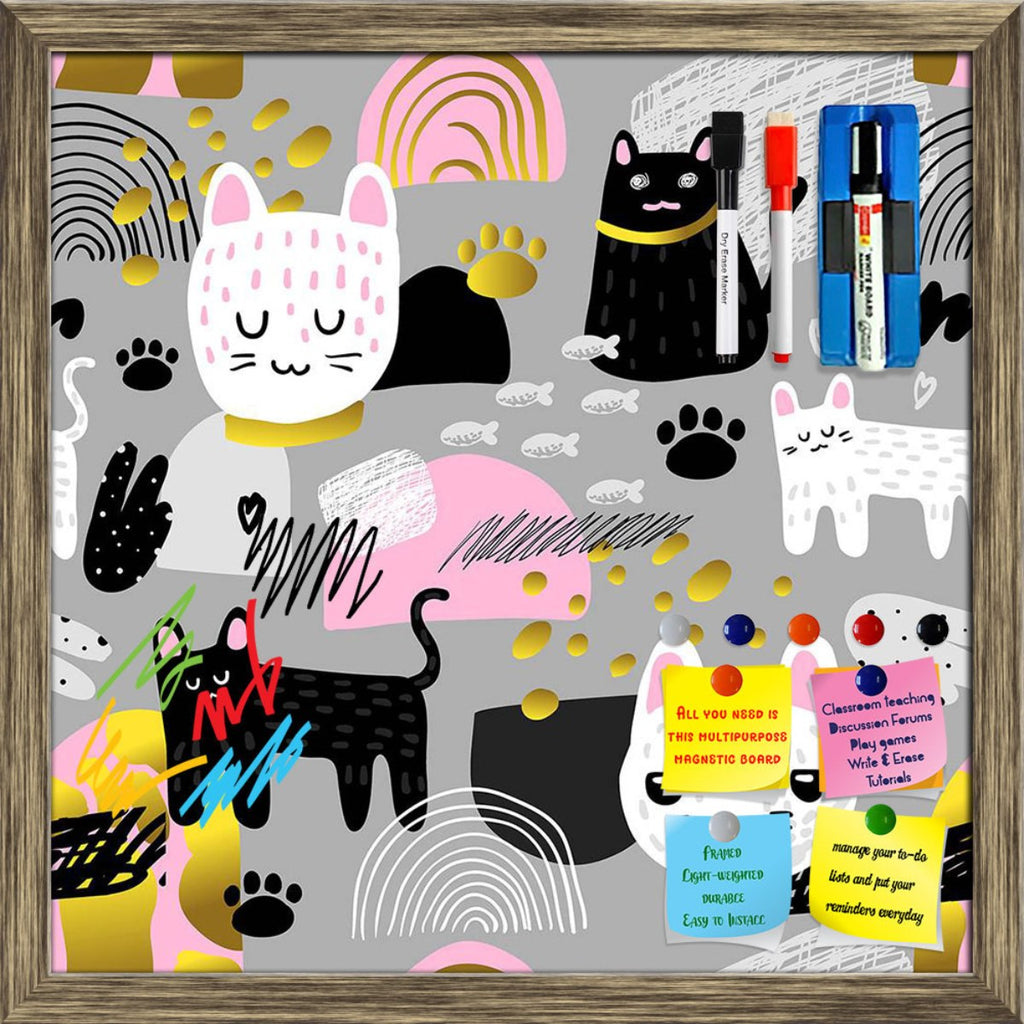 Cats Kitten & Abstract Pattern Framed Magnetic Dry Erase Board | Combo with Magnet Buttons & Markers-Magnetic Boards Framed-MGB_FR-IC 5008434 IC 5008434, Abstract Expressionism, Abstracts, Animals, Animated Cartoons, Art and Paintings, Baby, Black and White, Caricature, Cartoons, Children, Decorative, Digital, Digital Art, Dots, Drawing, Fashion, Graphic, Illustrations, Kids, Patterns, Pets, Semi Abstract, Signs, Signs and Symbols, White, cats, kitten, abstract, pattern, framed, magnetic, dry, erase, board,