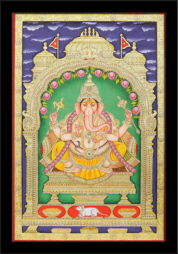 Lord Ganesha Tanjore Style Painting Poster Frame-Regular Art Framed-REG_FR-IC 5008951 IC 5008951, God Ganesh, Religion, Religious, Spiritual, Tanjore Art, lord, ganesha, tanjore, style, painting, poster, frame, indian, god, artzfolio, wall decor for living room, wall frames for living room, frames for living room, wall art, canvas painting, wall frame, scenery, panting, paintings for living room, framed wall art, wall painting, scenery painting, framed wall painting, scenery for wall with frames, wall art f