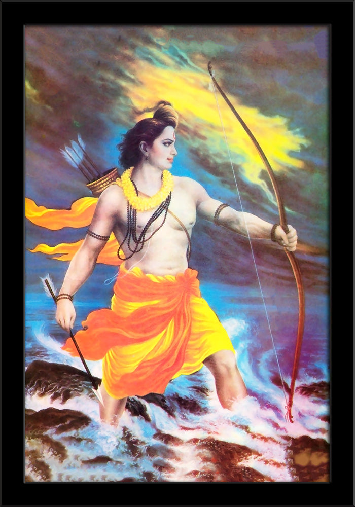 Lord Rama in Warrior Pose Painting Poster Frame – - Main Image